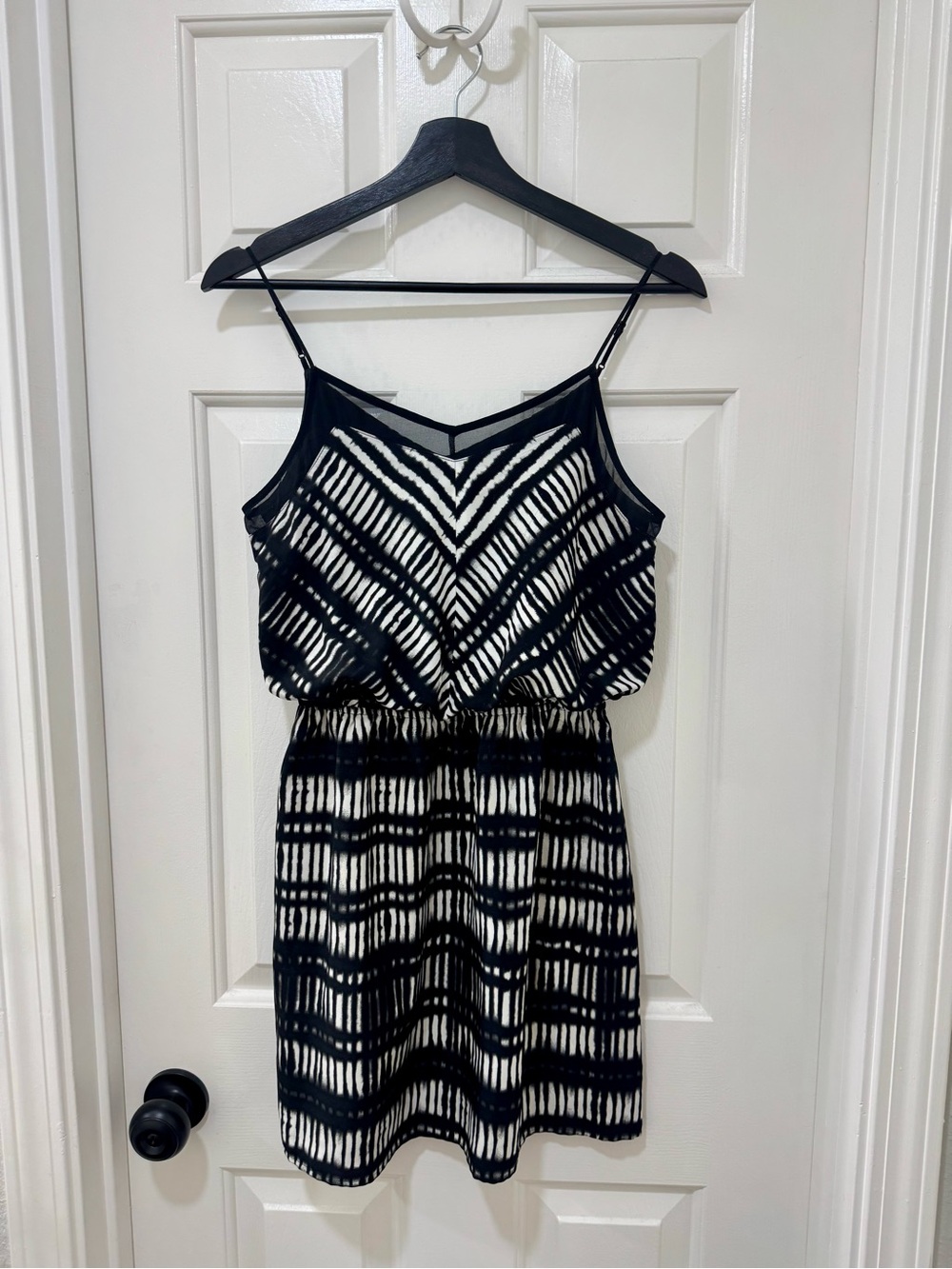 Express Black and White Patterned Mini Dress
